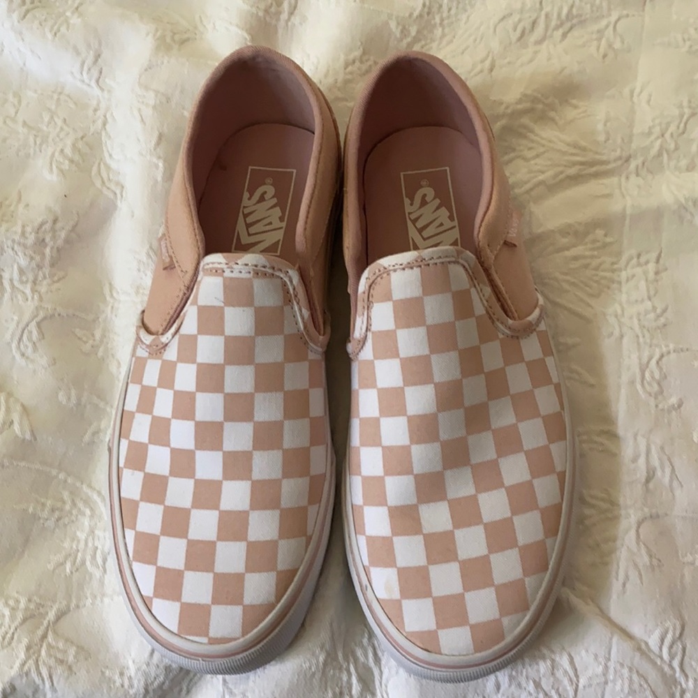 Pink and White Vans slip-ons - 9 Never worn